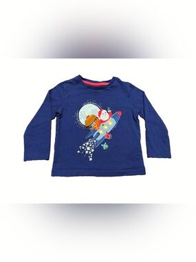 Mini Boden Santa Spaceship Appliqué T-shirt Boys Toddler Size 2-3Y